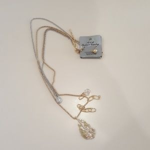 Two tone sweater necklace with bonus ERs